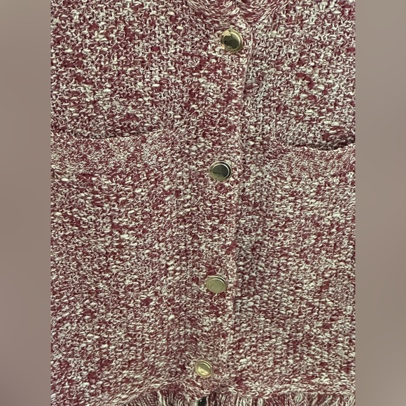 JCrew Cropped fringe-trim lady jacket in merlot. Size XS. Excellent condition! - Picture 6 of 7